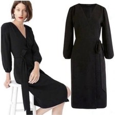 J.CREW Black 365 Crepe Wrap Dress 8