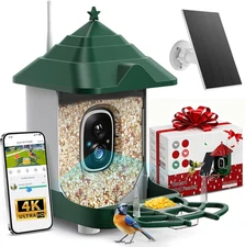 Smart Bird Feeder with Camera Solar Powered, 4K HD Live Video Bird House, AI Ide
