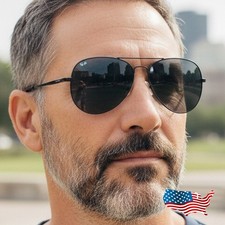 Classic Aviator Unisex Sunglasses Polarized Polycarbonate All Black