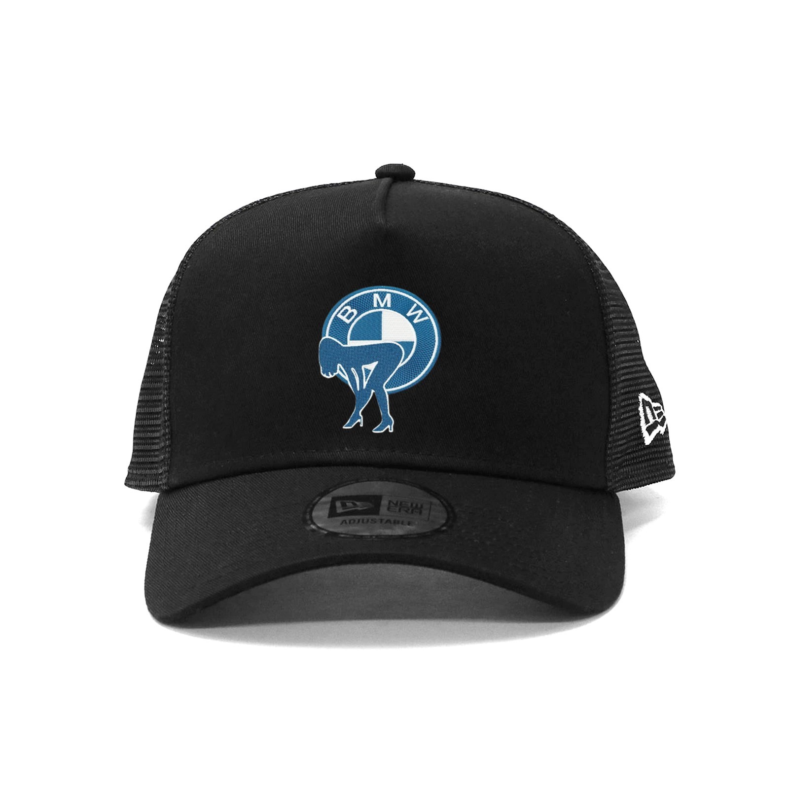 BMW Logo New Era Embroidered Trucker Hat Black Mesh Snapback Adjustable Cap