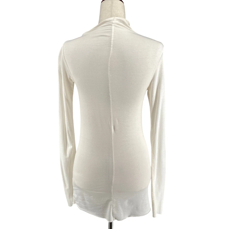 cos Mock Neck Long Sleeve Tunic Sweater Womens XS Cream White Soft Cotton Blend - Image 3 of 4
