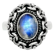 Natural Rainbow Moonstone 925 Sterling Silver Ring Size 6 Wholesale USA