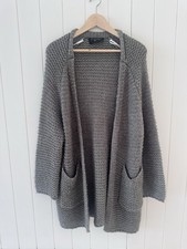 Decjuba Wool Blend Chunky Knit Cardigan Size XS S Grey Pockets Oversized