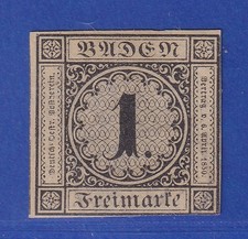Baden 1851 Ziffer 1 Kreuzer Mi.-Nr. 1b (*)