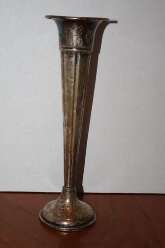 Vintage Lunt Sterling Silver Trumpet Bud Vase 027 Filled 149 Grams Art Deco 9"