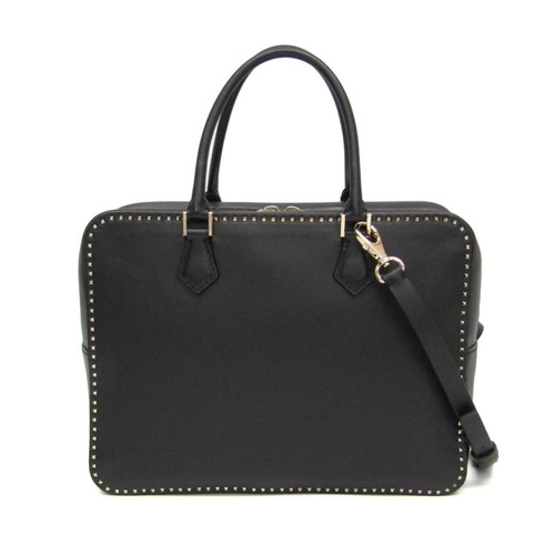Valentino Garavani Rockstud Leather Handbag Black Women's Pre-owned From Japan
