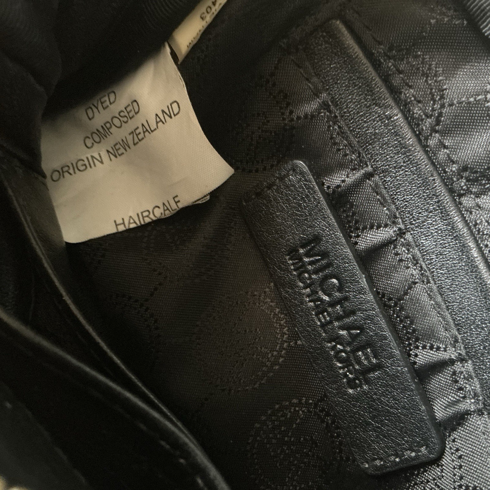 Michael Kors Animal Calf Hair Crossbody Bag Gold Chain Purse Black Leather MK thumbnail 11