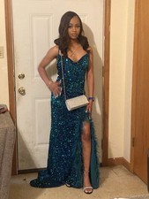 Sherri Hill Women's Prom Homecoming Dress Green, Long, Sequin, Size M