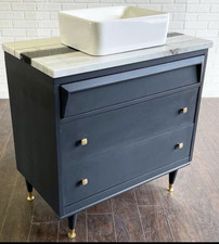 32x18 Modern Black Freestanding Single Sink V...
