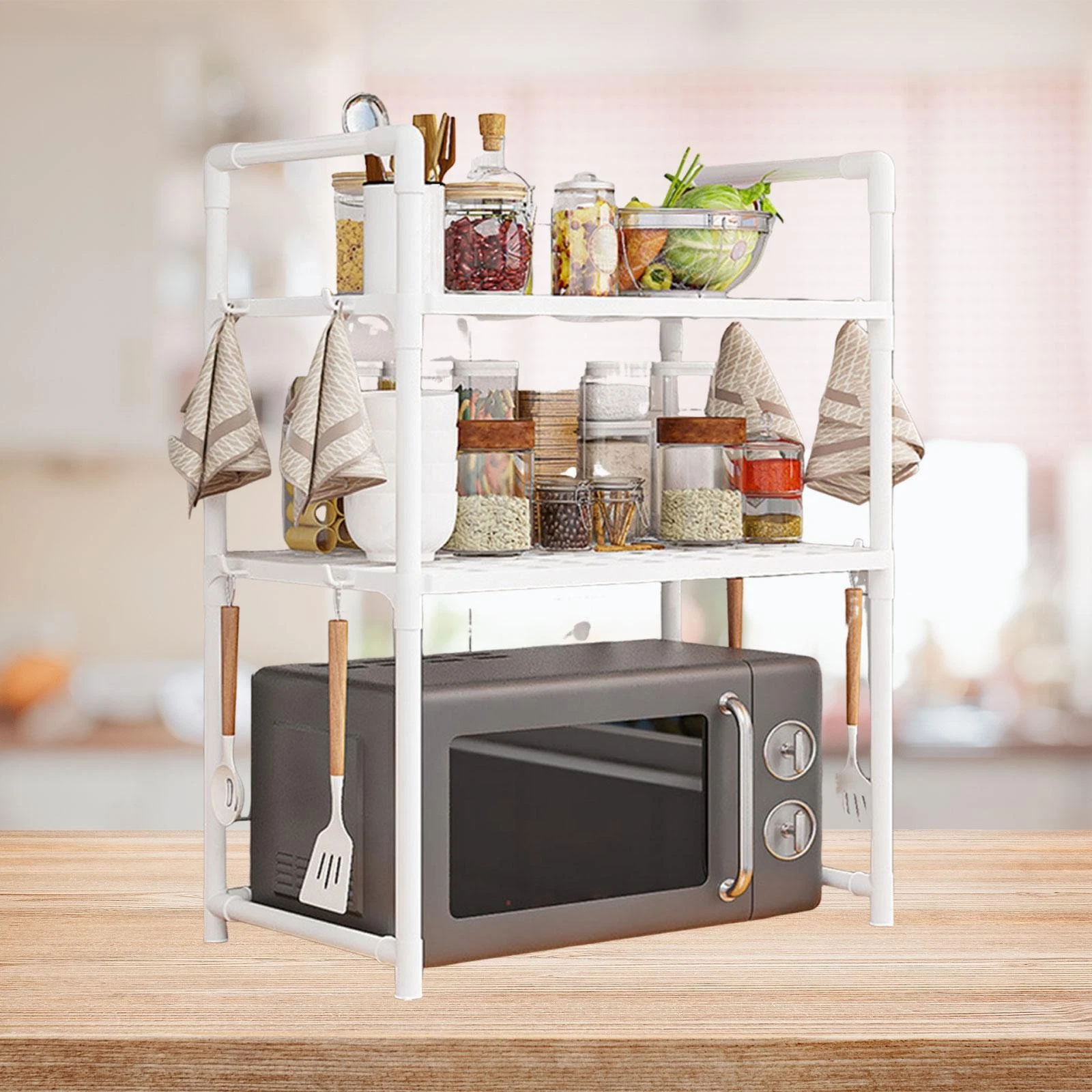 Microwave Stand Counter Organizer Shelf Cabinet Organizer