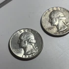 2 Washington Quarters 1963 1964 Silver 25C Coins Uncertified US 90%Silver