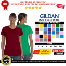 Gildan G500L Women's Heavy Cotton Short Sleeve Crew Neck Plain Stylish T-Shirt