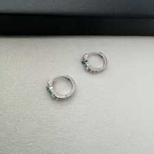 13mm Zircon Small Silver Hoop Earrings for Men Women,Streetwear Unisex Style