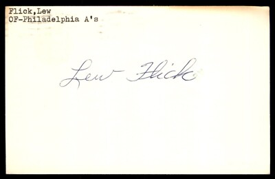 Lew Flick Baseball Signed Index Card Auto Autograph (no COA) *e1