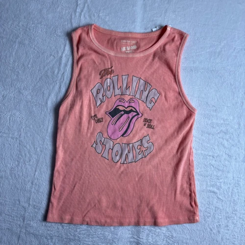 American Eagle Rolling Stones Tank Womens 2XL Coral Ribbed Sleeveless Pullover *