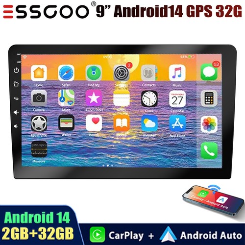 9" Android 14 Apple Carplay Car Stereo Radio GPS Navi WiFi 2G+32G BT Double 2Din - Picture 1 of 11