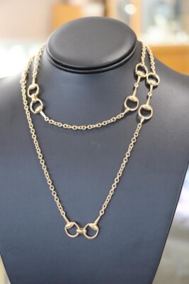 Gucci 18K Yellow Gold Horse bit link vintage chain necklace Gucci 18K Yellow Gold Horse bit link vintage chain necklace