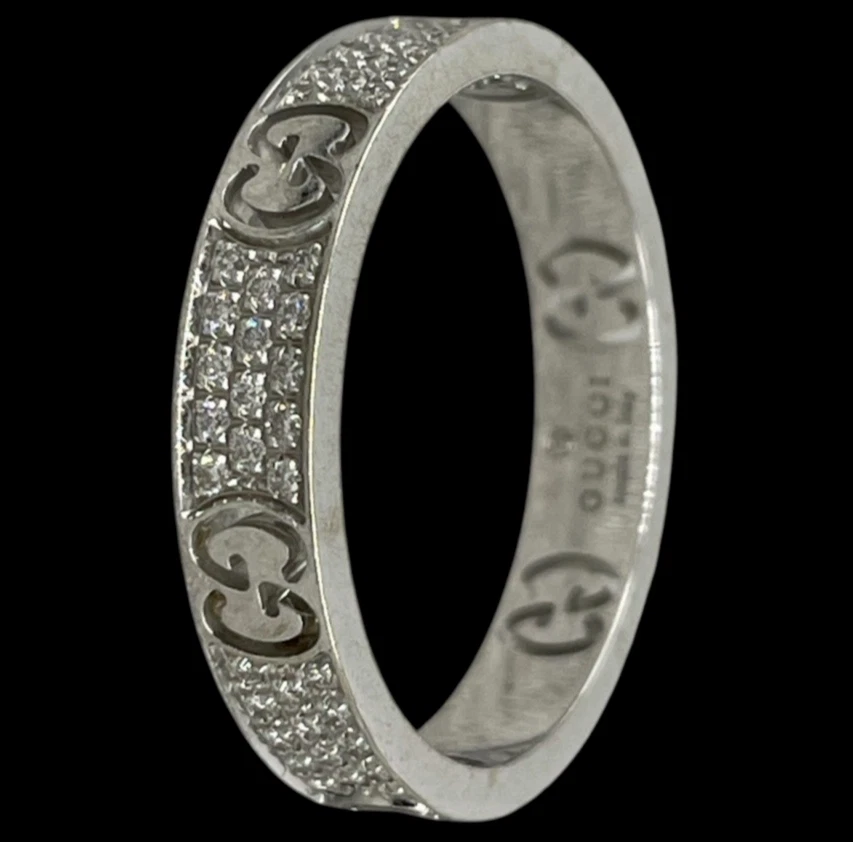 ANELLO GUCCI ORO BIANCO 18KT CARATI E DIAMANTI ICON STURDUST ETERNITY UOMO DONNA - Immagine 2 di 4