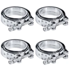 4 X 2.5" V-Band Flange&Clamp Kit Male/Female With Ridge Exhaust Stainless