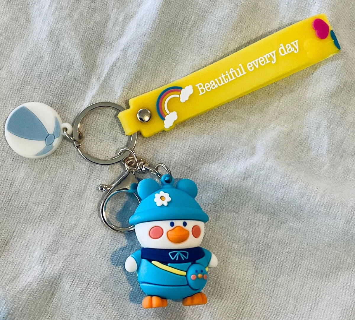 Baby Goose Bird Keychain Bag Charm Silicone Trigger Clip Wrist