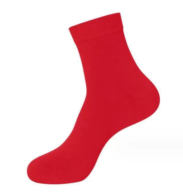 2 Pairs Red Socks Premium Cotton School Business Dress Men Women