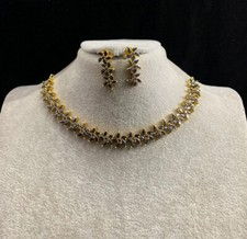 Indian Bollywood Bridal Set Gold Plated Jewelry CZ Necklace Wedding Women A53