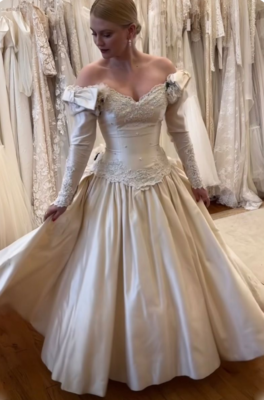 Vintage Light Champagne Wedding Dresses Off the Shoulder Satin Bridal Gowns  | eBay