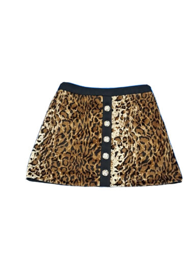 River Island Brown Animal Print Textured Mini Skirt Womens Size 8 (AC21) - Picture 1 of 17
