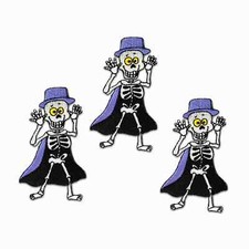 Skeleton Patches (3-Pack) Halloween Embroidered Iron On Patch Applique