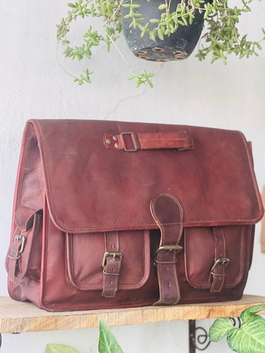 Real Brown Comman Bag Satchel Briefcase Messenger Bag - Picture 4 of 7