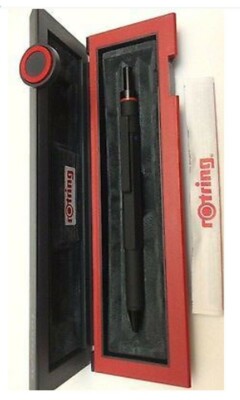 Rotring 600 Trio Ballpoint Pen Matte Black Blue Red & Pencil New In Box 502640 *