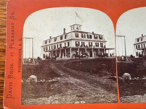 Antica Stereoview Portsmouth New Hampshire Sea Cottage York Beach Davis Bros. - Foto 3 di 6