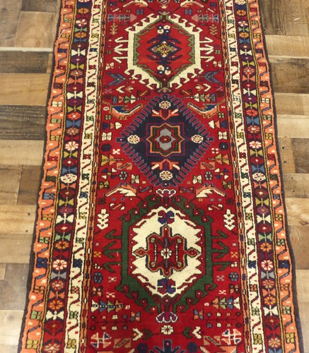 2'8x32'4" Feinste Authentische Handgefertigte Wolle Antik Herizz Karajeh Bereich Teppich Läufer