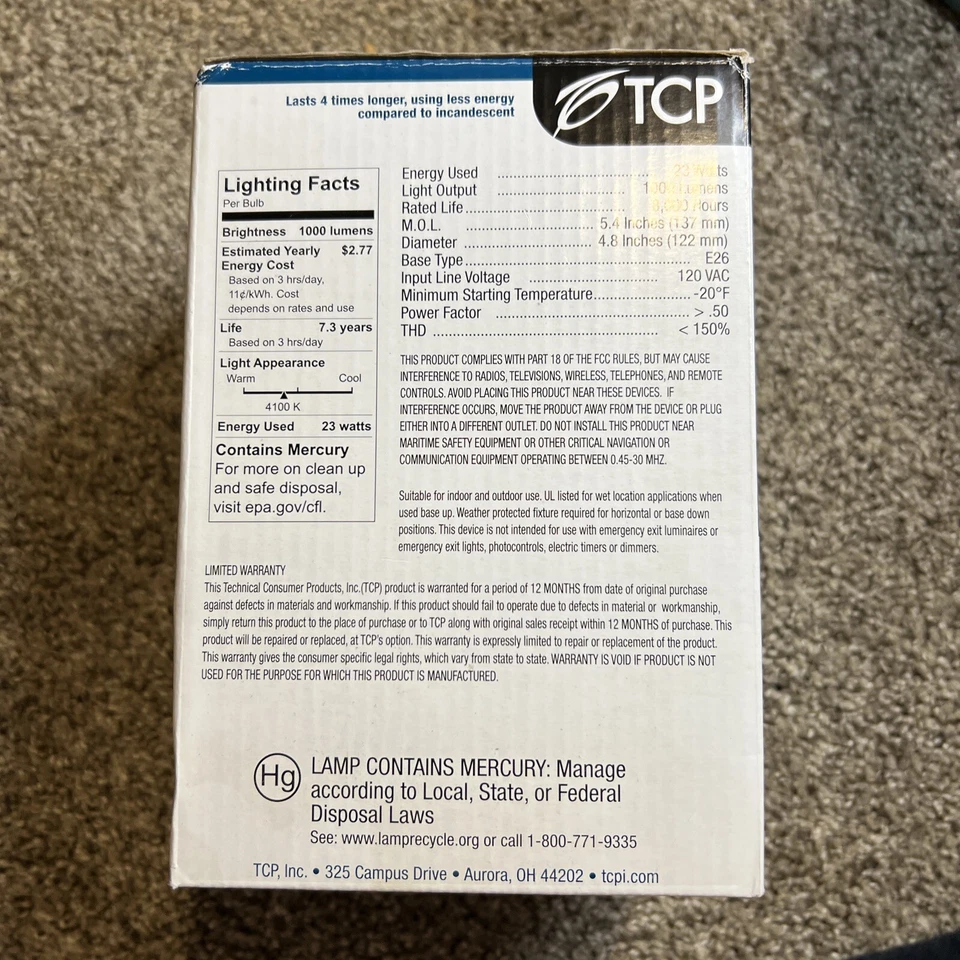 NEW TCP 90W Equivalent PAR38 Med Base Fluorescent Light Bulb - Image 4 of 4