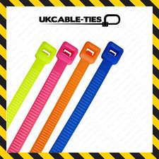 Fluorescent Cable Ties Nylon Plastic Colours Green Blue Green Orange Pink Yellow