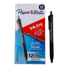 12 Pens Paper Mate InkJoy Retractable Ballpoint Pen 300RT Black Ink 1.0mm