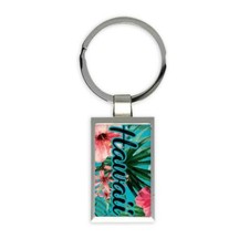 Hibiscus : Gift Rectangular Keychain Flower Hawaii Tropical Travel Souvenir Cup