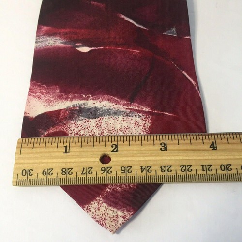 Men's J.T. Beckett Necktie 100% Silk Geometric Tie Red - Picture 3 of 5