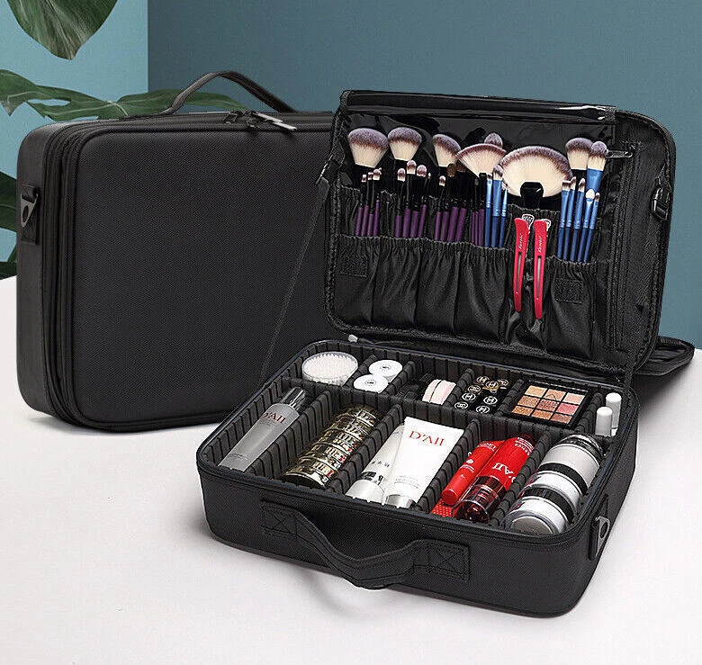 Professional Travel Makeup Train Case Portable Cosmetic Organizer Storage Bag