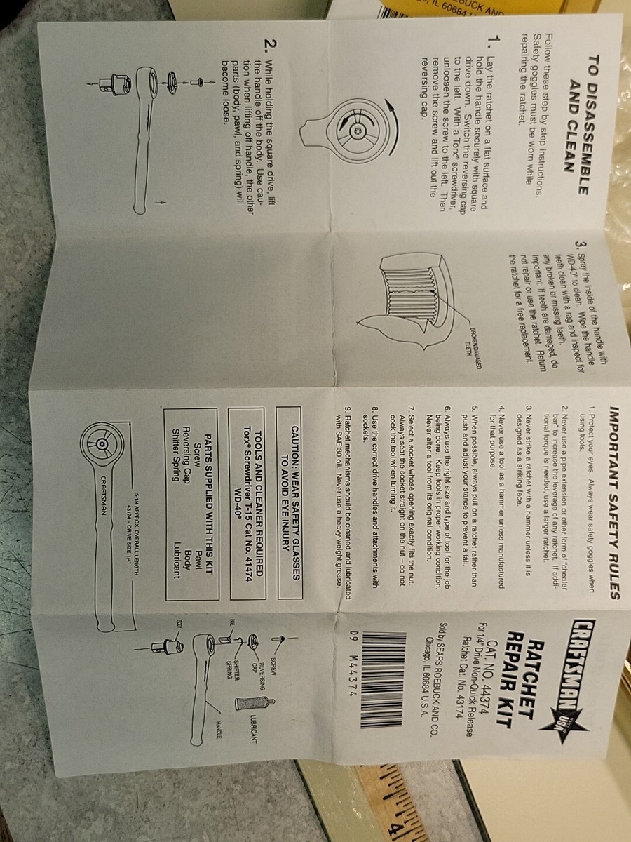 Craftsman Ratchet 1/4 Inch Drive 43174 Made in USA for sale online