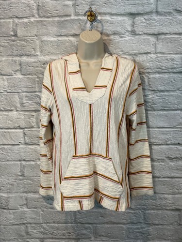 Faherty Women's Seabrook Baja Poncho Sayulita Striped Terry Knit Hoodie Sz XS - Picture 2 of 7