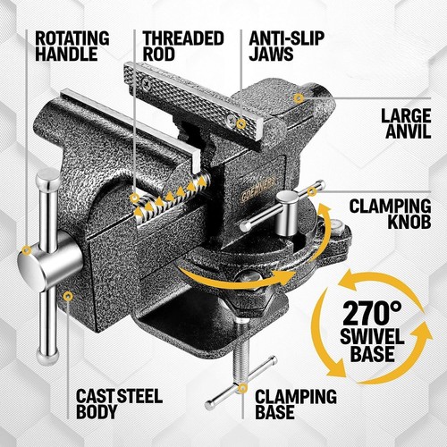 Updated 2in1 Bench Vise Or Table Vise 4.5 Inch Clamp Vice For Workbench Construc - Picture 6 of 7