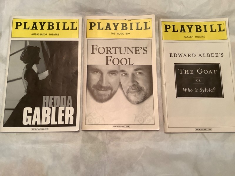 Lot of 3 Broadway Playbills from 2002. Fortunes Fool, The Goat, Hedda Gabler.