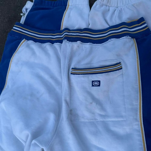 Men's Vintage Y2K Ecko Unlimited Baggy Wide Leg White & Blue Sweatpants Size M - Picture 3 of 7