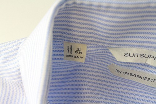 SUITSUPPLY Mens Shirt 40/ 15 3/4 Light Blue Classic Striped Extra Slim - Picture 5 of 7