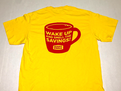 #ad Vintage Giant Eagle Wake Up And Smell The Savings Grocery Store T Shirt New MED $15.29