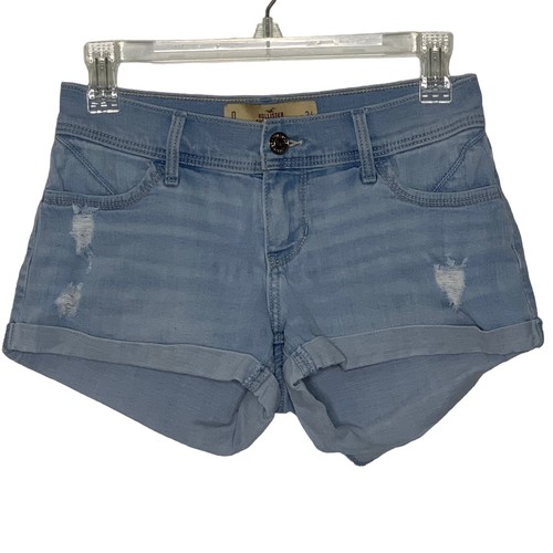 Hollister Short-Short Low Rise Shorts Denim Jeans Damen Größe 0 W24 Distressed