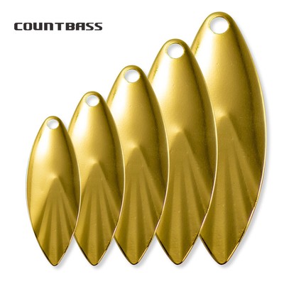 50pcs Gold Plated Steel Willow Leaf Spinner Blade Fluted Pattern Sizes 2 - 4.5