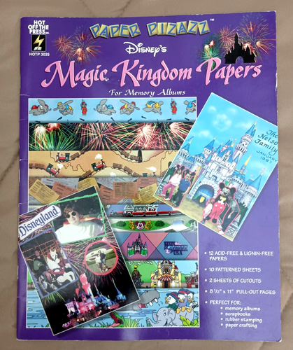 Paper Pizazz DISNEY MAGIC KINGDOM 12 Papers Acid Lignin Free 8.5 X 11 HOTP 3025