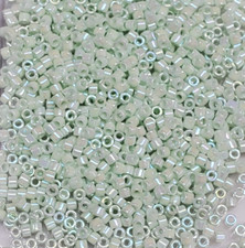 Miyuki Delica Seed Beads Size 11/0 " OPAQUE LIGHT GREEN MINT AB " 5.2 Grams